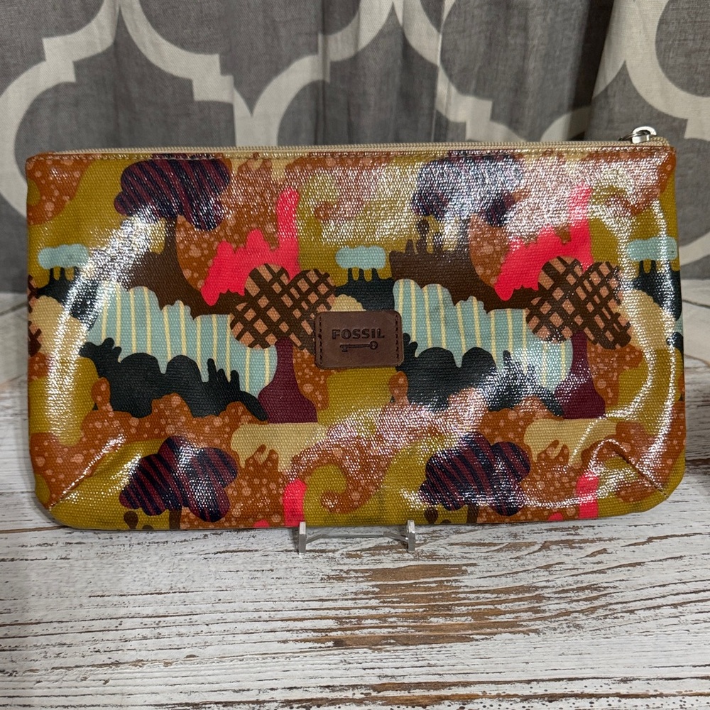 Fossil Multicolor Patterned Cosmetic Zip Pouch - … - image 1